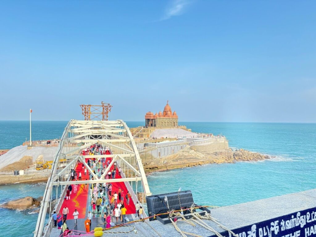 The Kanyakumari Sea Glass Bridge, India’s first-ever glass bridge constructed over the sea, is an architectural marvel located in Tamil Nadu