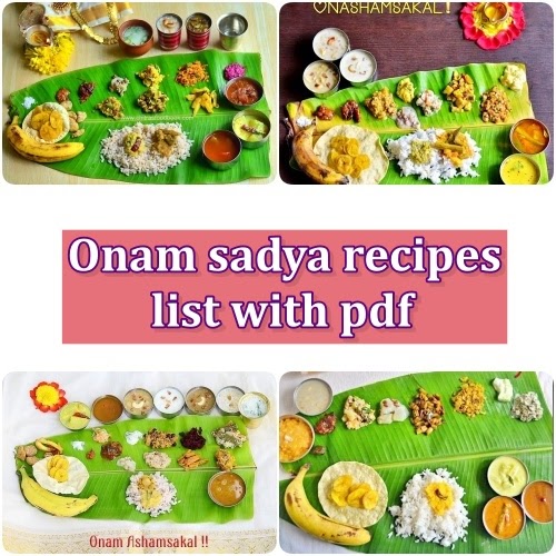 Onam Sadya Recipes List | Onam Sadya Items list PDF