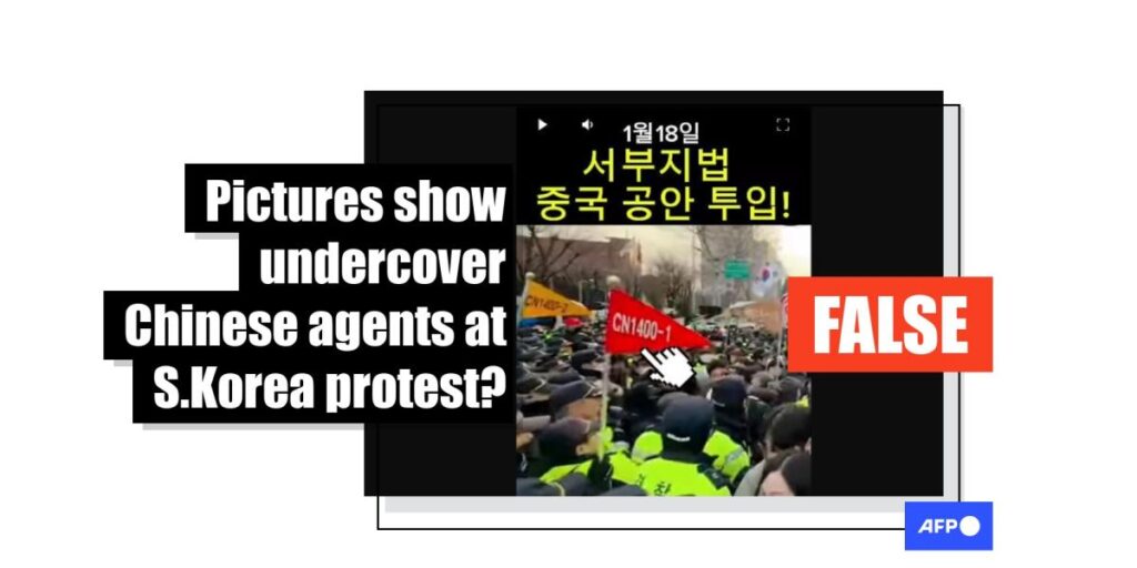 Images of S.Korea police misrepresented as 'Chinese spies' during rally for indicted president