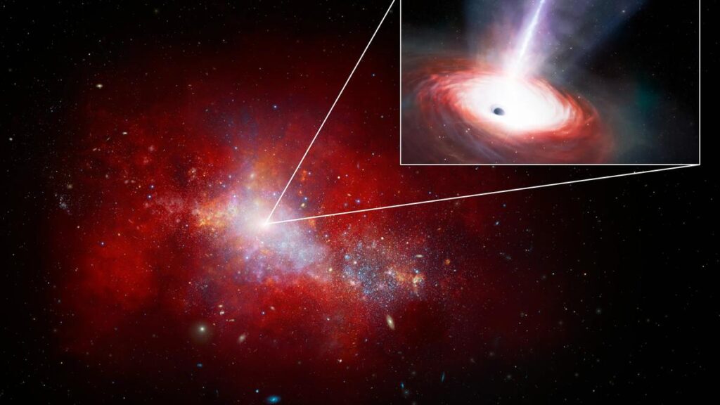 Space telescopes stumble on rule-breaking black hole in early universe