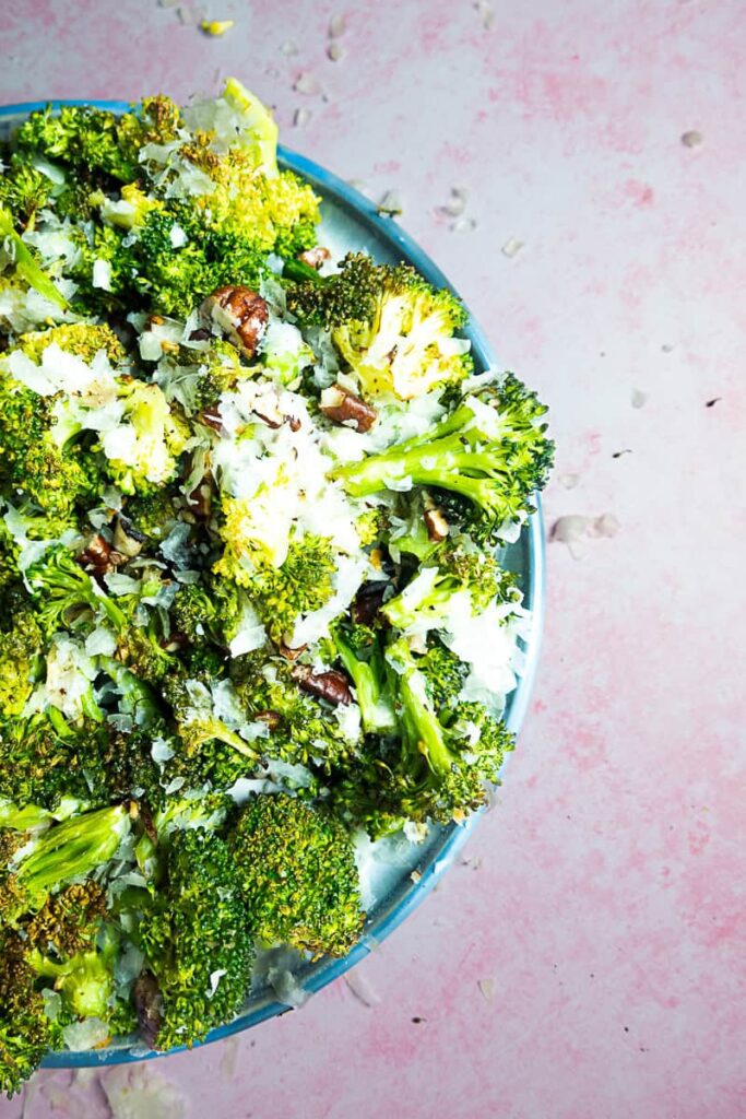 Oh wow, the best roasted broccoli with parmesan and pecans