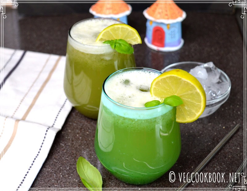 Fresh Basil Ginger Lemonade - VegCookBook by Praveena