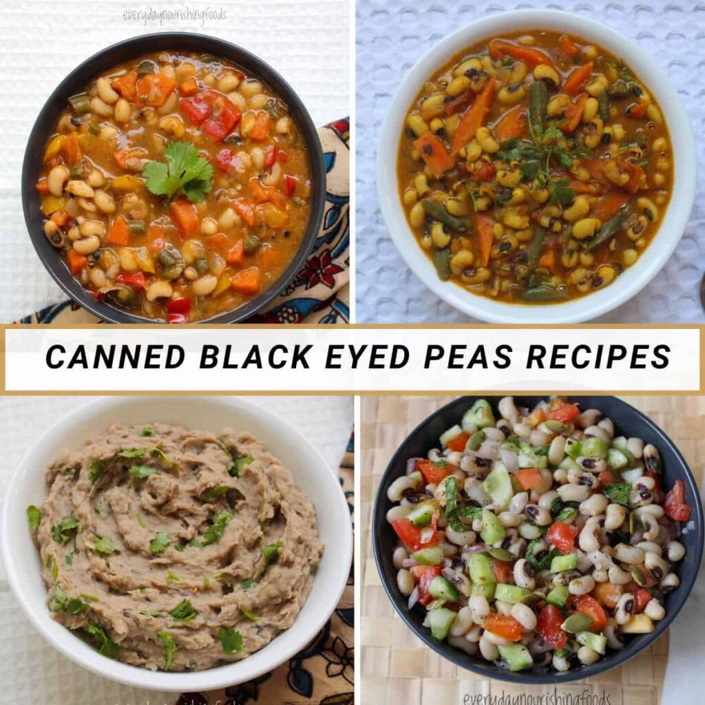 canned black eyed peas recipes collage