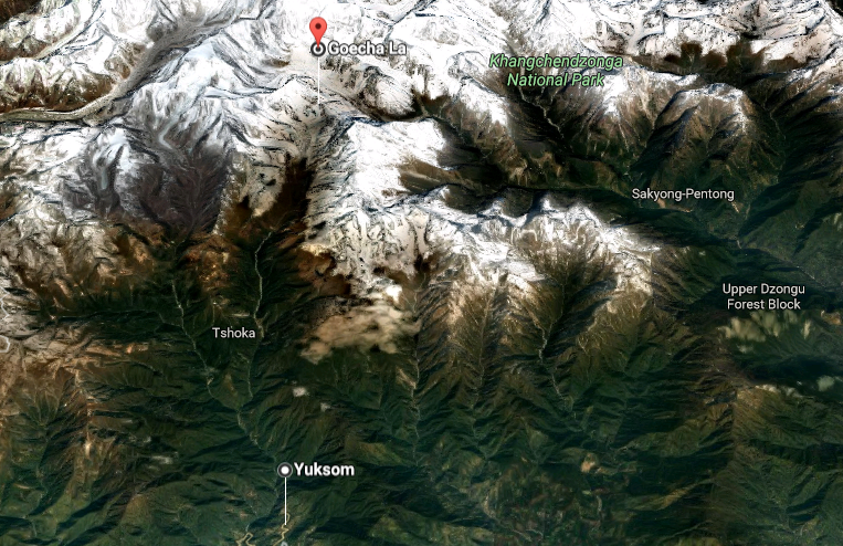 Goechala Trek Map - Google map