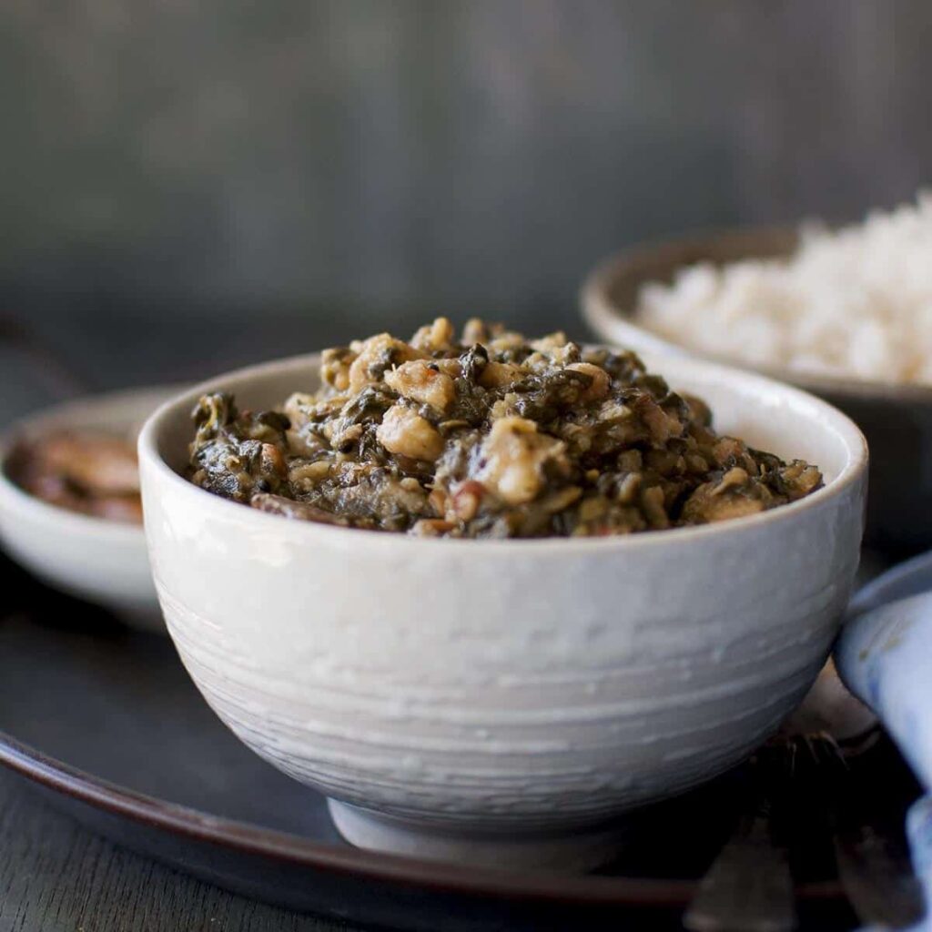 White bowl with Kanda Bachali koora