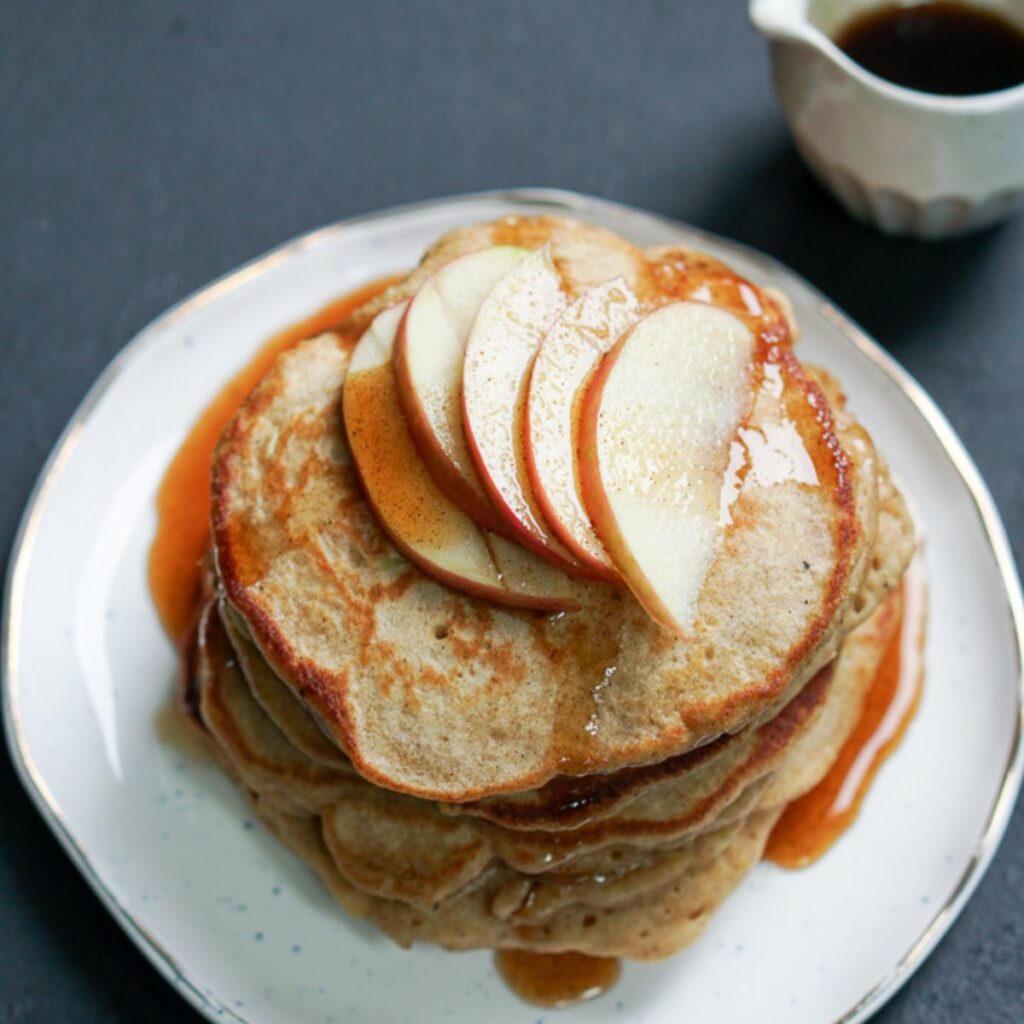 Spiced Apple Cider Pancakes with Cider Maple Syrup