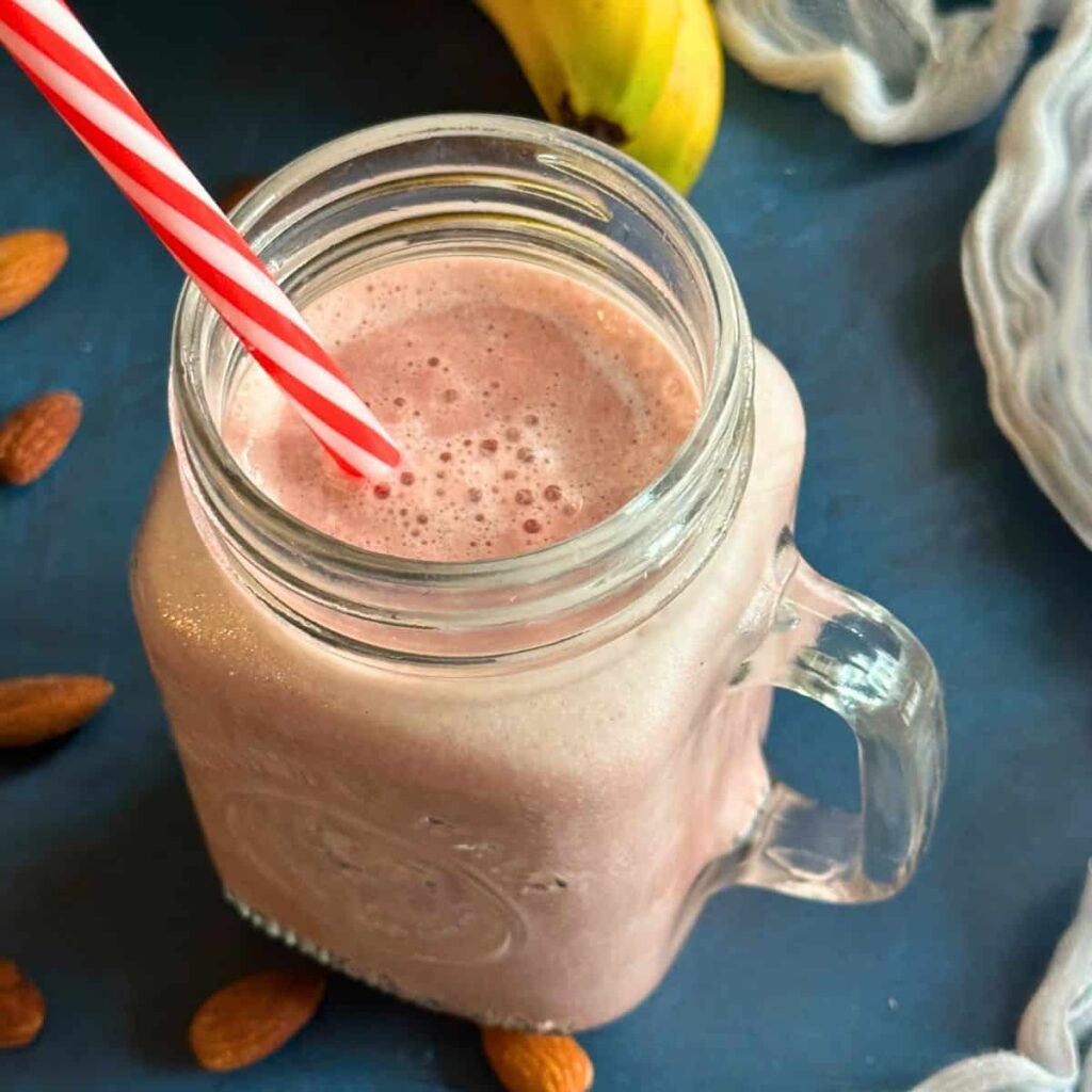 low calorie protein shake healthy drink in a jar to serve