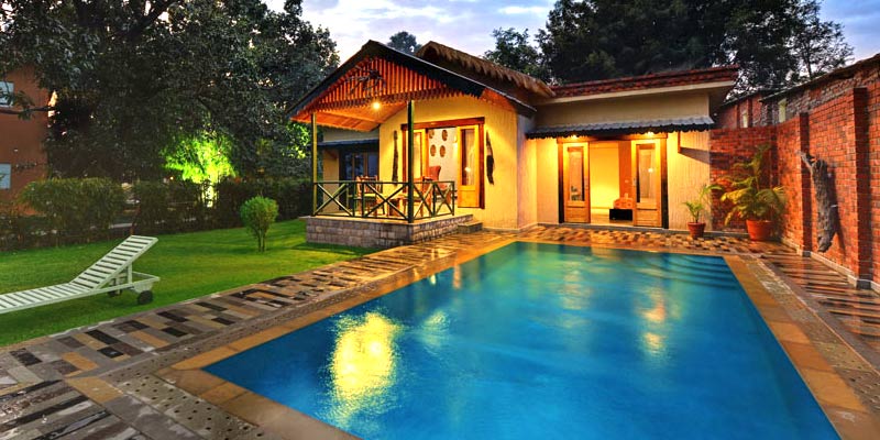 resorts in jim corbett with private swimming pool