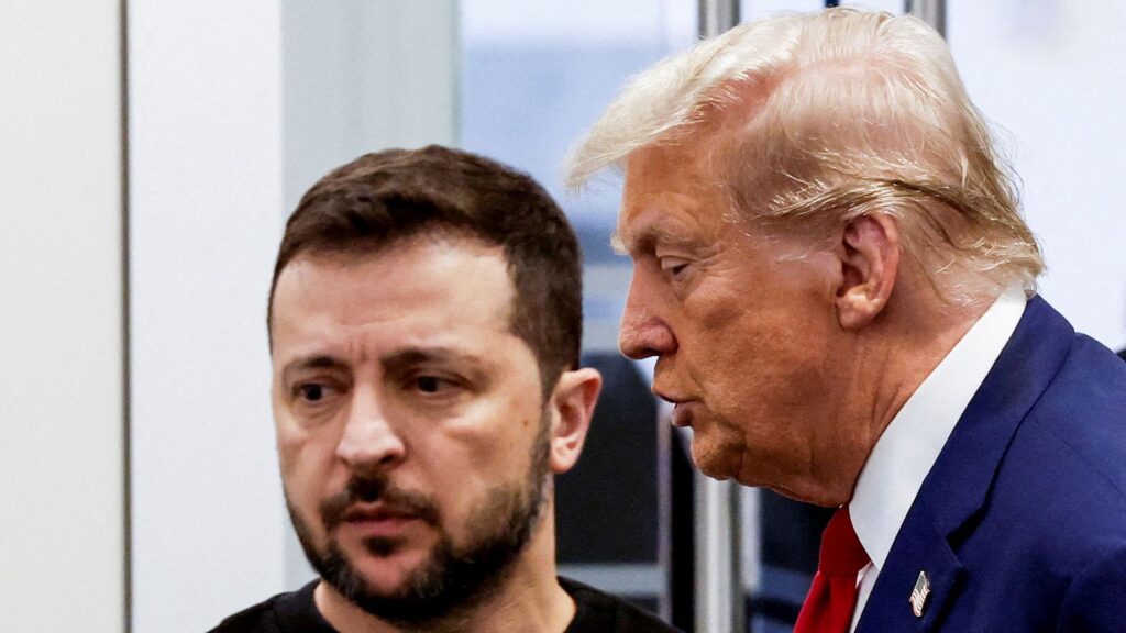 Volodymyr Zelenskyy and Donald Trump in New York in September last year. Pic: Reuters