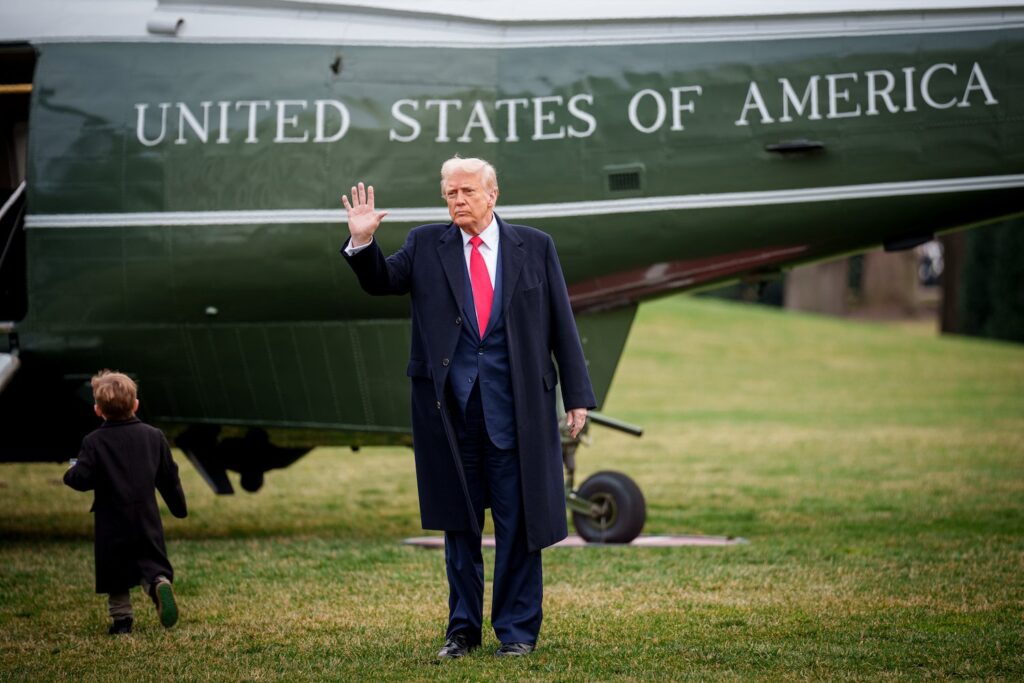 Trump in a helicopter