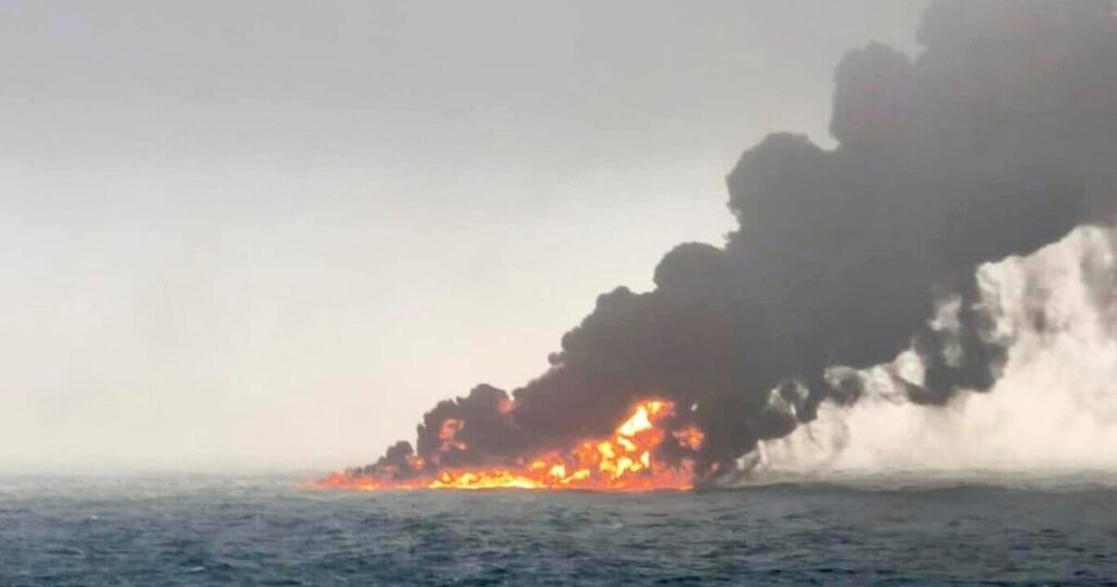 U.S.-flagged tanker, cargo ship in North Sea collision off coast of England, setting both vessels on fire