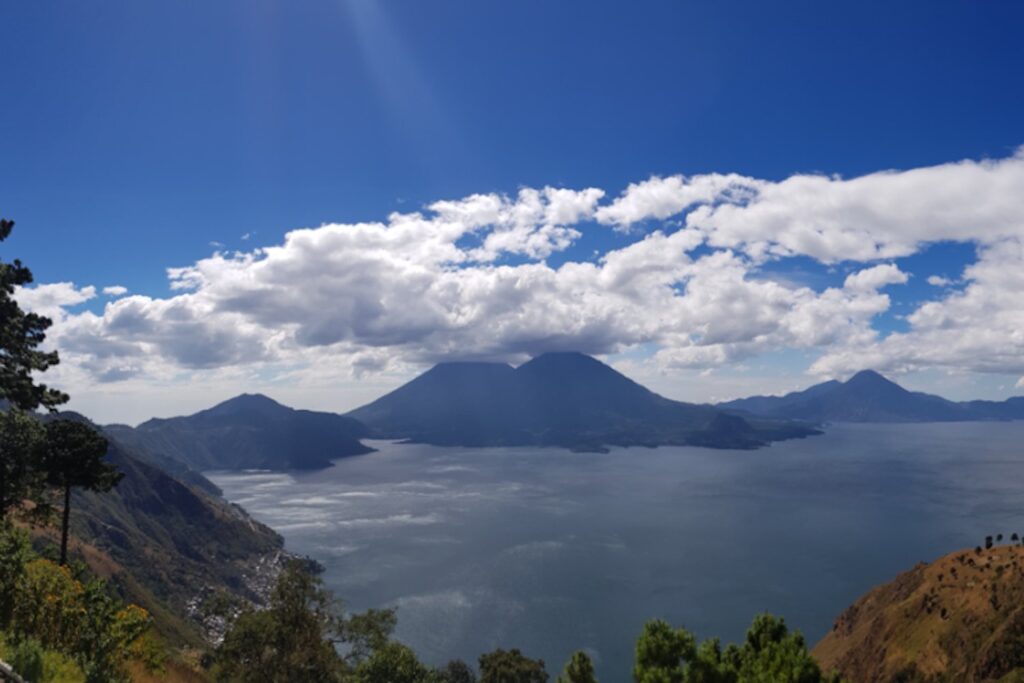 The Atitlan caldera, site of the Los Chocoyos supereruption, seen here not ending life as we know it.