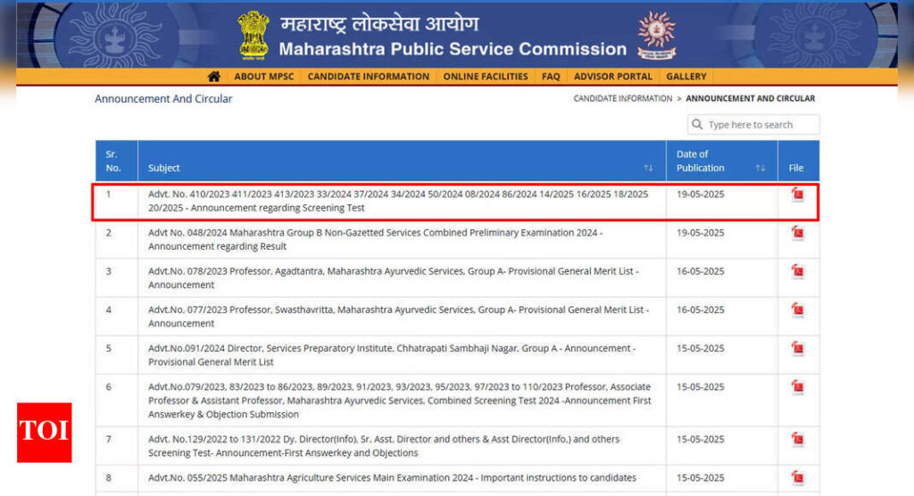 Maharashtra MPSC Group B prelims result 2025 declared on mpsc.gov.in; 8179 candidates shortlisted for mains