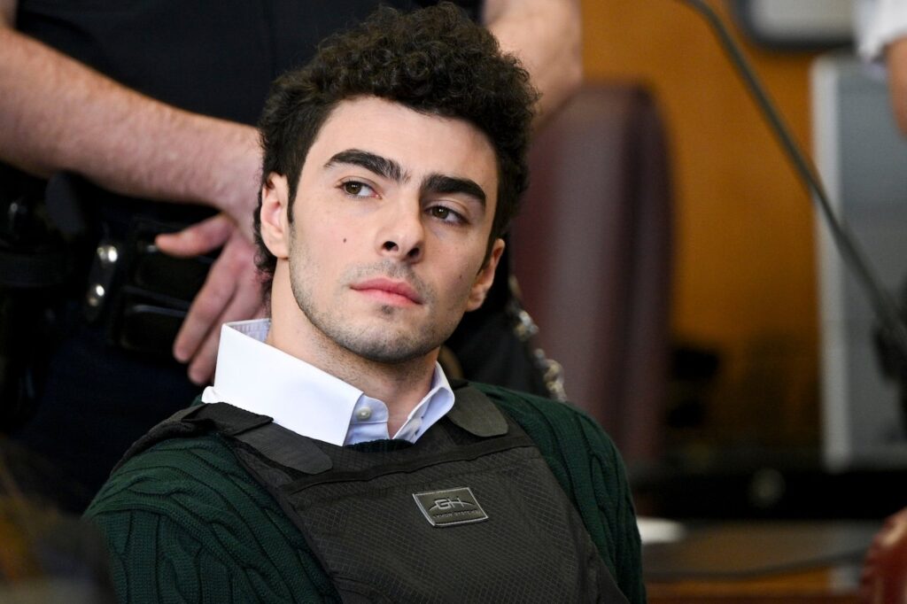 Luigi Mangione attends a pretrial hearing at New York State Supreme Court in New York, US, on Friday, Feb. 21, 2025.
