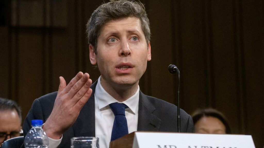 Sam Altman, Co-Founder and Chief Executive Officer, OpenAI, appears before a Senate Committee on Commerce, Science, and Transportation hearing to examine winning the AI race, focusing on strengthening United States capabilities in computing and innovation, in the Hart Senate Office Building in Washington, Thursday, May 8, 2025. (Rod Lamkey, Jr./The New York Times)