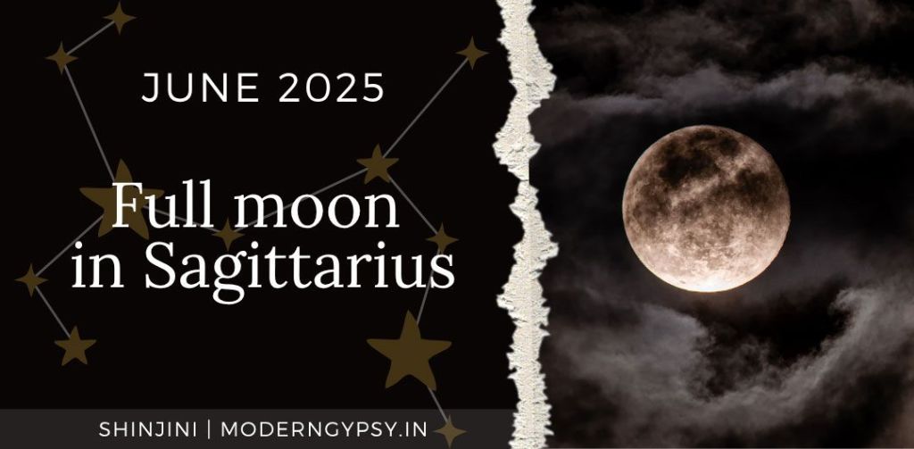 Tarot spread and astrology and tarot forecast for the June  2025 full moon in Sagittarius