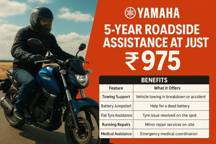 Yamaha Reinforces Rider Trust with 5-Year Roadside Assistance at Just ₹975 | Total Peace of Mind for 5 Years!