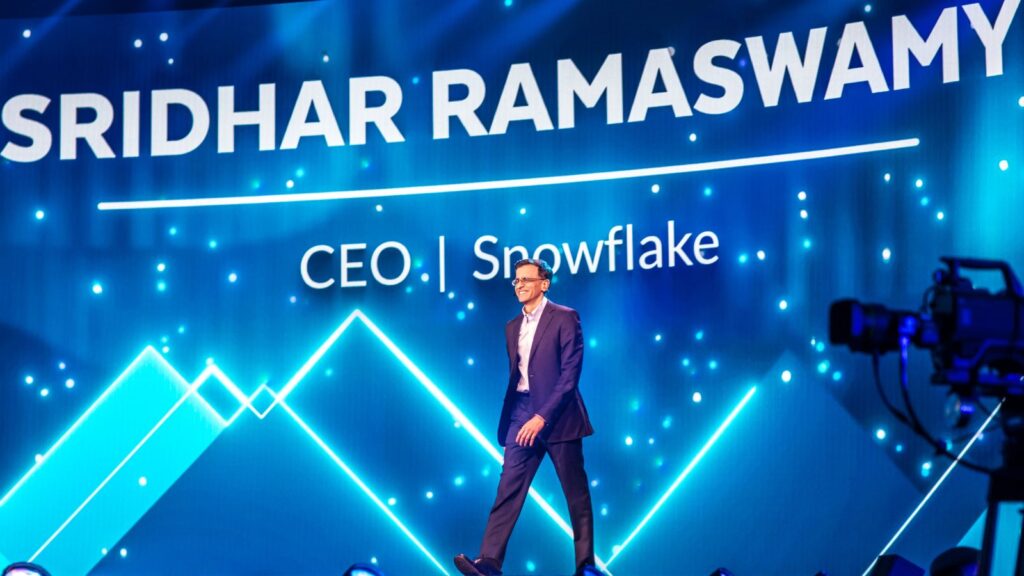 Snowflake CEO Sridhar Ramaswamy ahead of his keynote speech at the Snowflake Summit. He outlined the company's AI security measures and customer data protections. (Express Image/Snowflake)