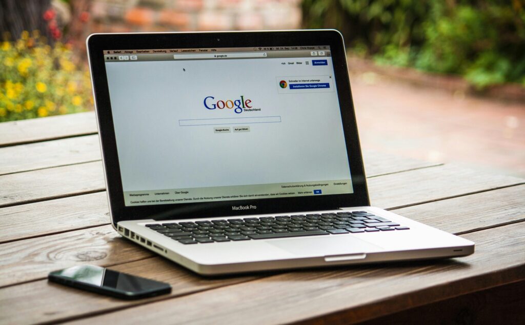 Laptop Showing Google Search Display