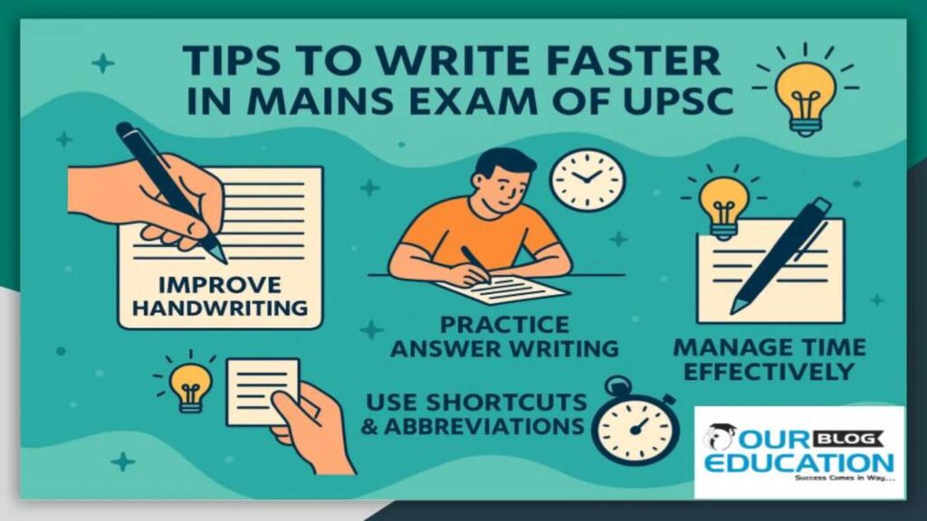 What are the tips and tricks to write faster and neater in Mains exam of UPSC?