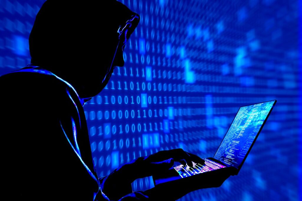 silhouette adult man hacker
